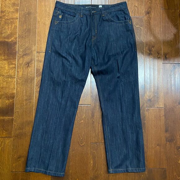 Rocawear Vintage Y2K Baggy Grunge Skater Embroidered Dark Denim Jeans 40 x 34 - Picture 2 of 10